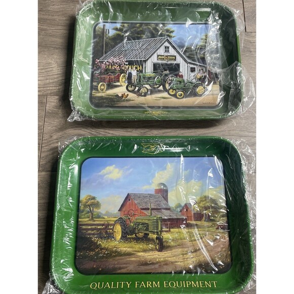 John Deere Serving Tray "Spirit of America" and "Vintage Gathering" 2003 New - Picture 1 of 16